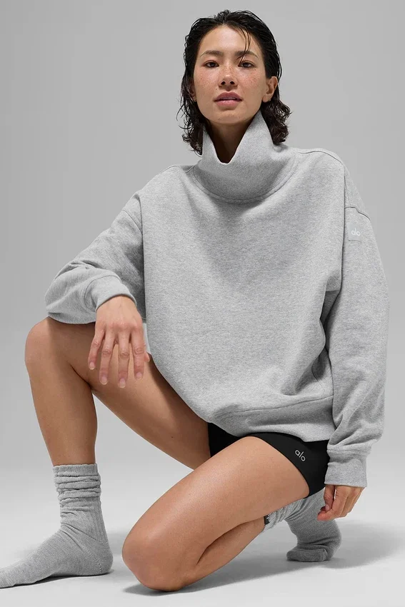 Hazy genser med høyhals – Athletic Heather Grey