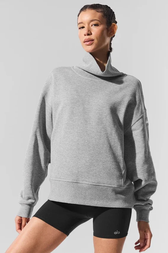 Hazy genser med høyhals – mørk Athletic Heather Grey