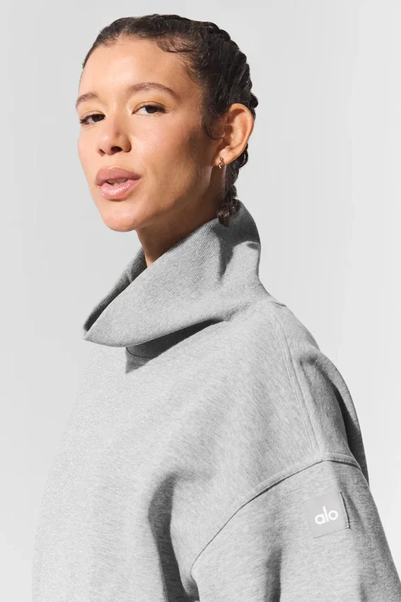 Hazy genser med høyhals – mørk Athletic Heather Grey