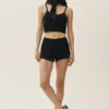 Kort Heat Wave-tanktop i silke og kashmir – svart