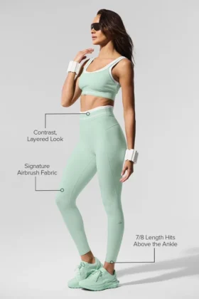 High-Waist Airbrush 7/8 Better Together Tights – spearmint/hvit