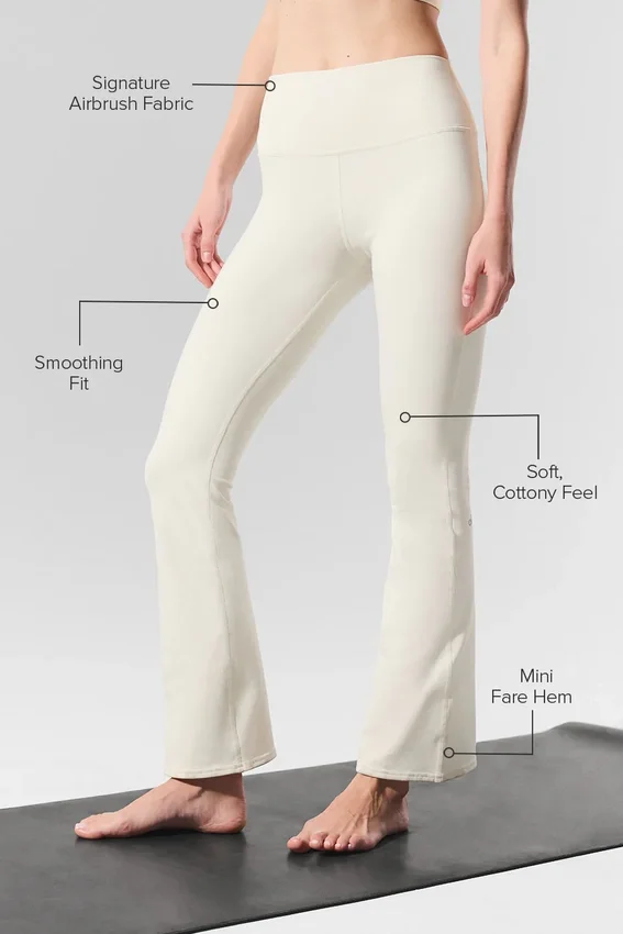 High-Waist Airbrush 7/8 bootcut bootcut tights – elfenben