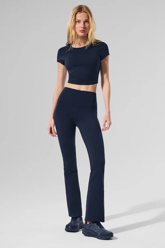 High-Waist Airbrush 7/8 bootcut legging – Navy
