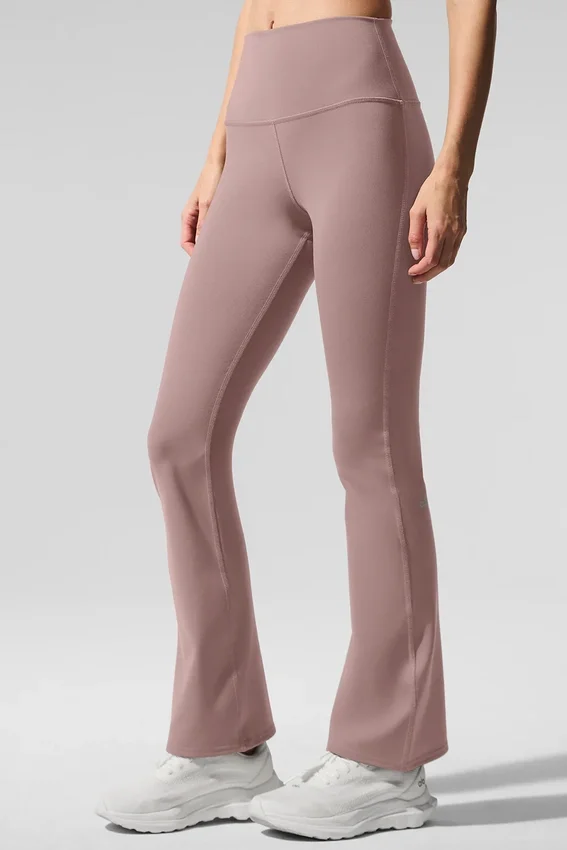 High-Waist Airbrush 7/8 Bootcut Tights – taupe
