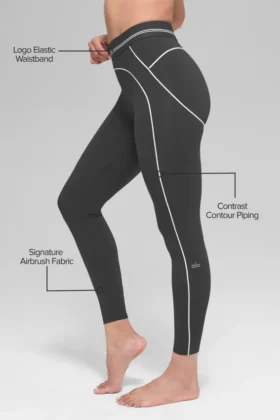 High-Waist Airbrush 7/8 Heart Throb Tights – antrasitt/hvit