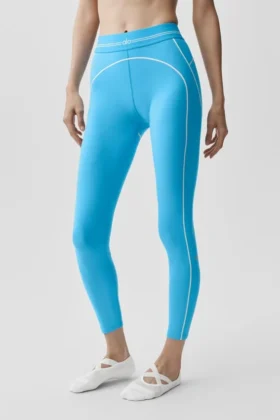 High-Waist Airbrush 7/8 Heart Throb Tights – azurblå/hvit