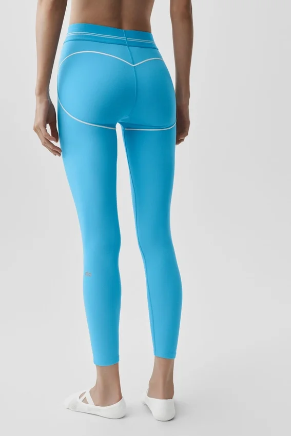 High-Waist Airbrush 7/8 Heart Throb Tights – azurblå/hvit