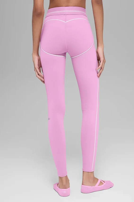 High-Waist Airbrush 7/8 Heart Throb Tights – Candy Heart-rosa/hvit