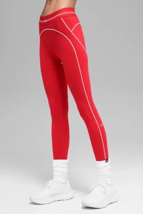 High-Waist Airbrush 7/8 Heart Throb Tights – knallrød/hvit