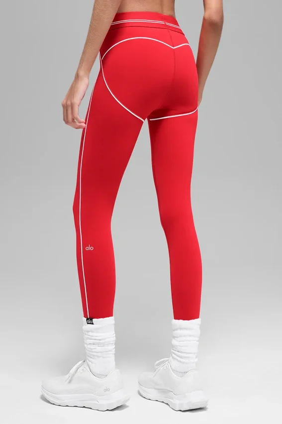 High-Waist Airbrush 7/8 Heart Throb Tights – knallrød/hvit
