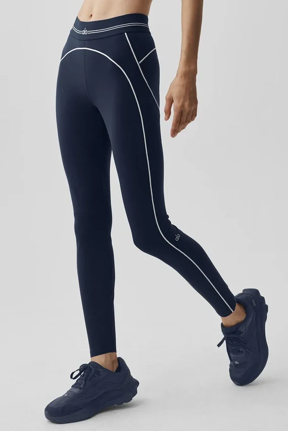 High-Waist Airbrush 7/8 Heart Throb Tights – marineblå/hvit