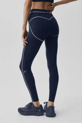 High-Waist Airbrush 7/8 Heart Throb Tights – marineblå/hvit