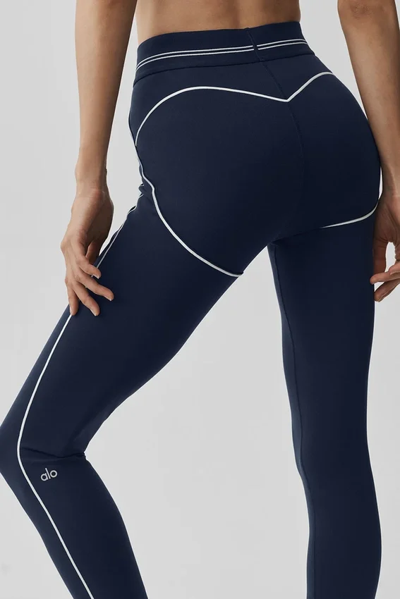 High-Waist Airbrush 7/8 Heart Throb Tights – marineblå/hvit