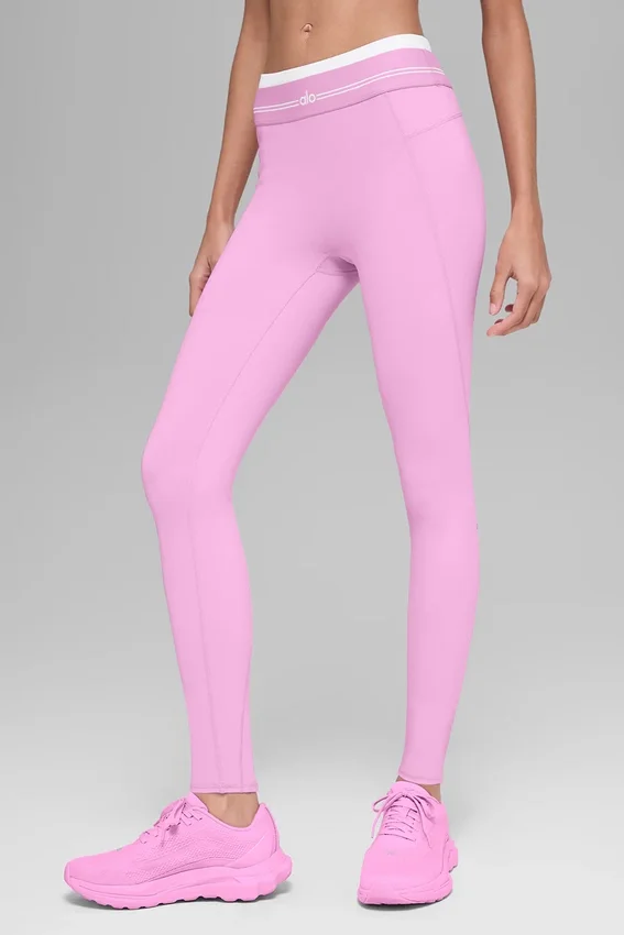 High-Waist Airbrush 7/8 Tights – «Better Together» – Candy Heart Pink/Whi