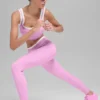 High-Waist Airbrush 7/8 Tights – «Better Together» – Candy Heart Pink/Whi
