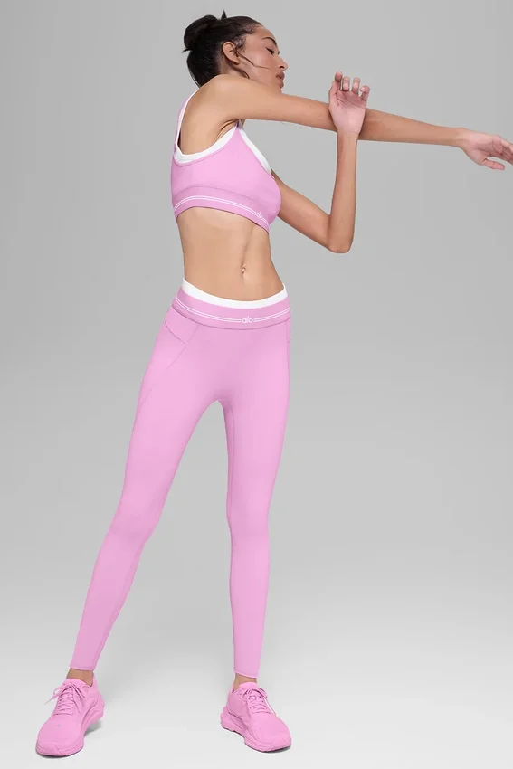 High-Waist Airbrush 7/8 Tights – «Better Together» – Candy Heart Pink/Whi