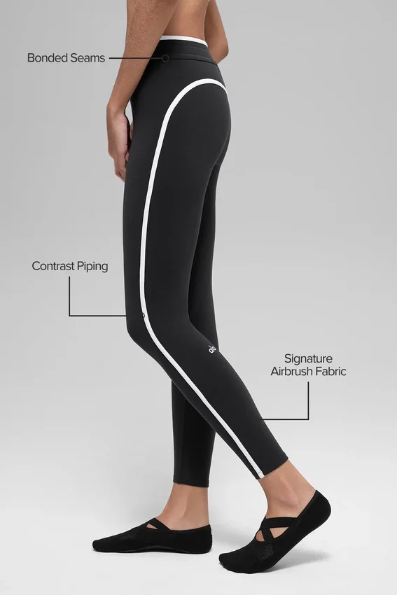 High-Waist Airbrush 7/8-tights med Race Pace-passform – svart/hvit