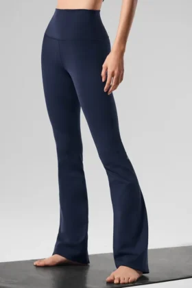 High-Waist Airbrush Bootcut Tights – Navy