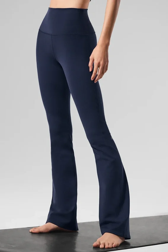 High-Waist Airbrush Bootcut Tights – Navy