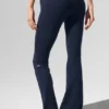 High-Waist Airbrush Bootcut Tights – Navy