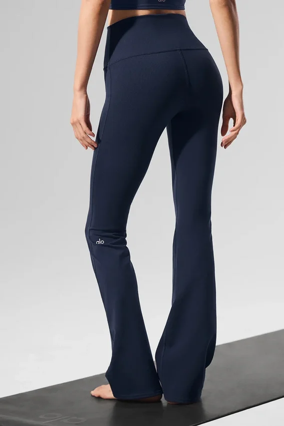 High-Waist Airbrush Bootcut Tights – Navy