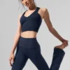 High-Waist Airbrush Bootcut Tights – Navy