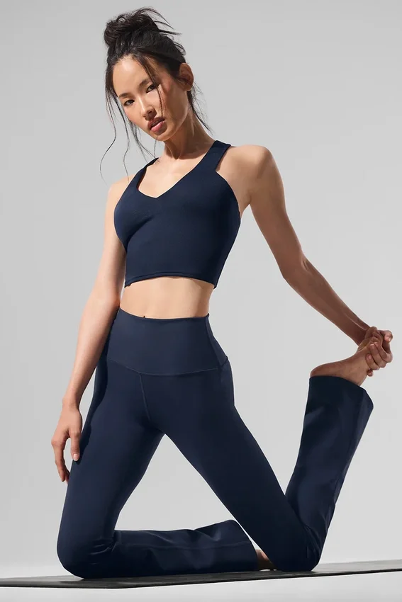 High-Waist Airbrush Bootcut Tights – Navy