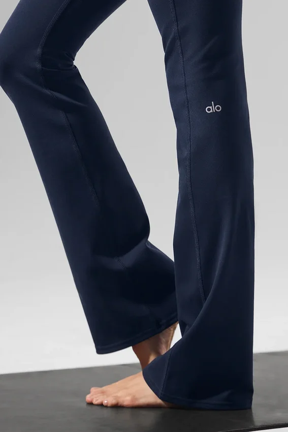 High-Waist Airbrush Bootcut Tights – Navy