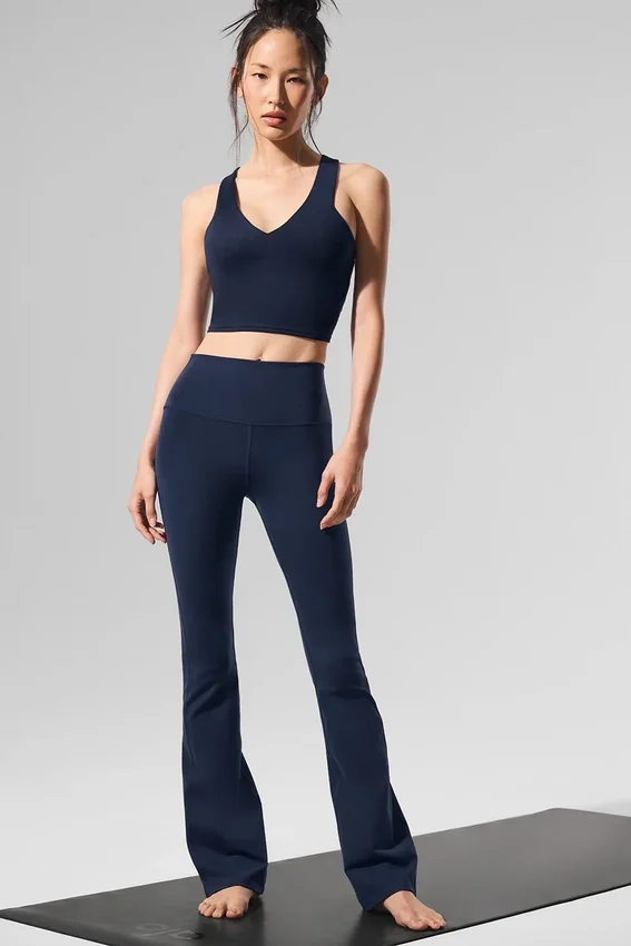 High-Waist Airbrush Bootcut Tights – Navy