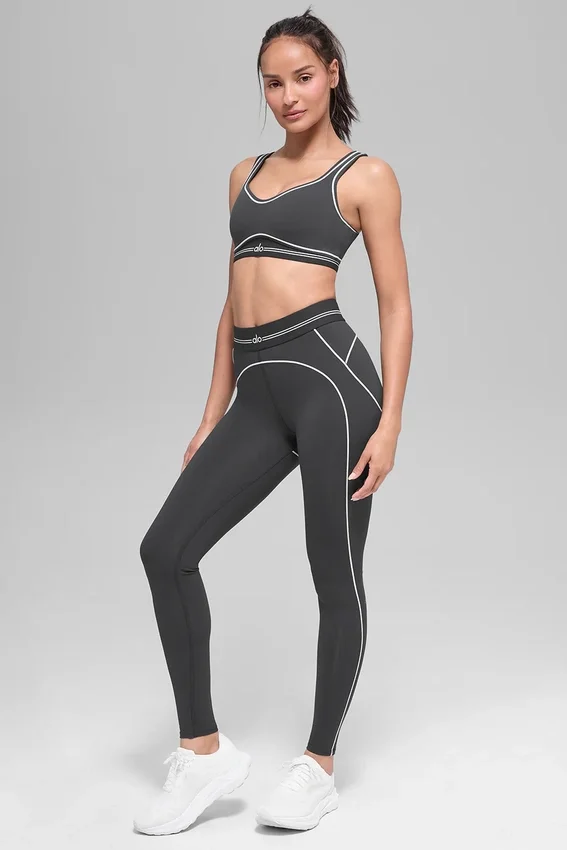 High-Waist Airbrush Heart Throb Tights – antrasitt/hvit