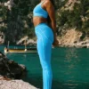 High-Waist Airbrush Heart Throb Tights – azurblå/hvit