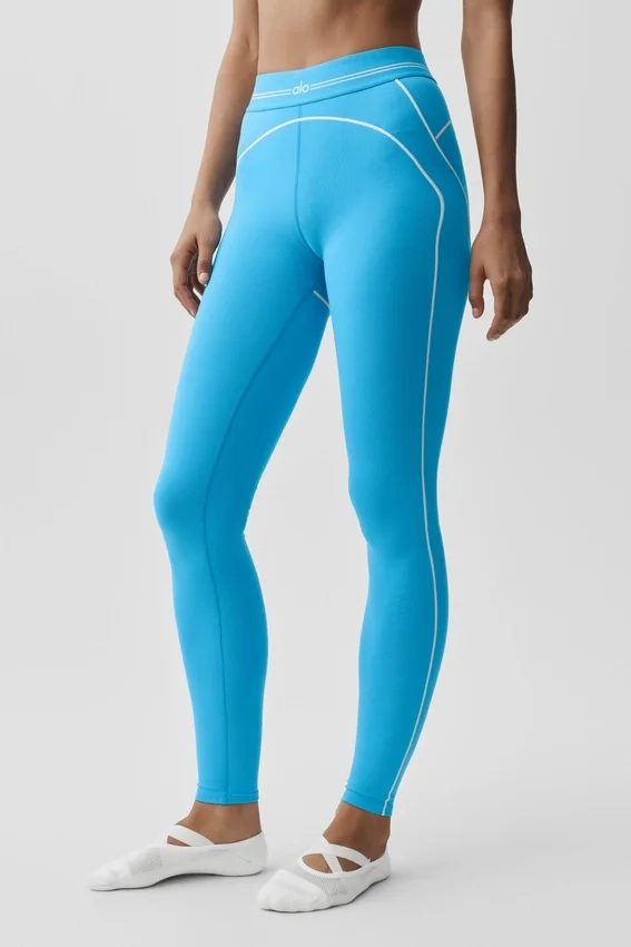 High-Waist Airbrush Heart Throb Tights – azurblå/hvit