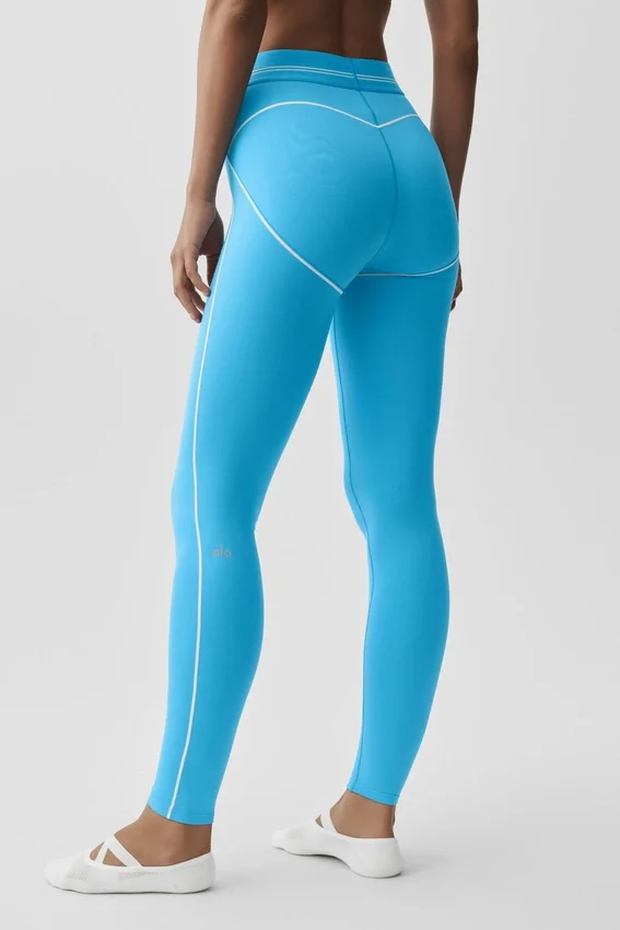 High-Waist Airbrush Heart Throb Tights – azurblå/hvit