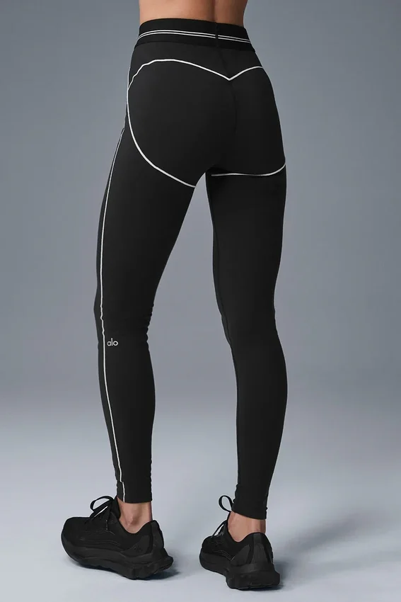 High-Waist Airbrush Heart Throb Tights – svart/hvit