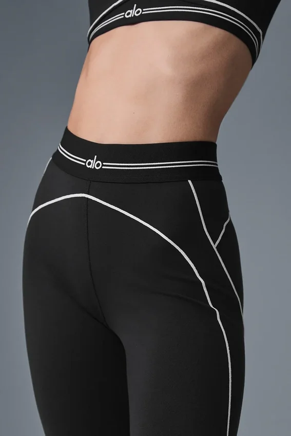 High-Waist Airbrush Heart Throb Tights – svart/hvit