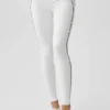 High-Waist Airbrush Legging med hjerteprint – hvit/svart