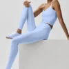 High-Waist Airbrush Tights – lys provenceblå