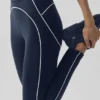 High-Waist Airbrush Tights med hjerte-mønster – marineblå/hvit