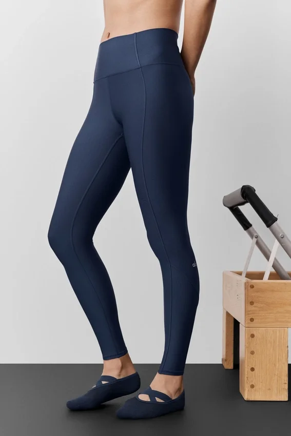 High-Waist Airlift 7/8 Fine Line Tights – marineblå