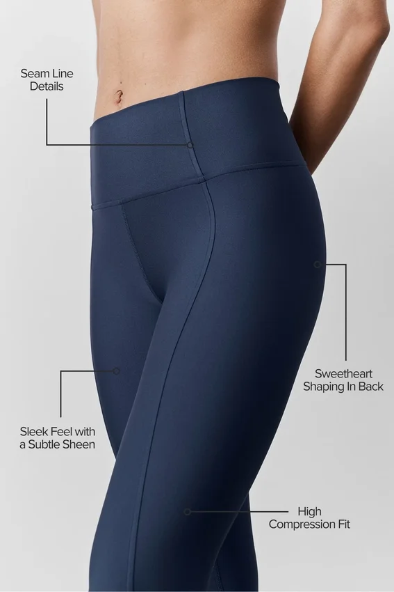 High-Waist Airlift 7/8 Fine Line Tights – marineblå