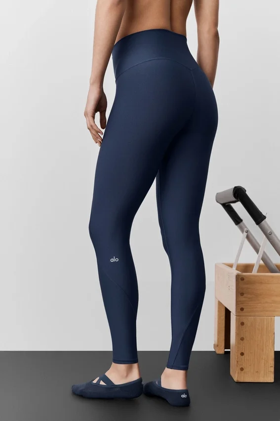 High-Waist Airlift 7/8 Fine Line Tights – marineblå