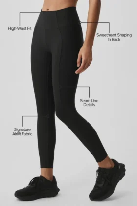 High-Waist Airlift 7/8 Fine Line Tights – svart