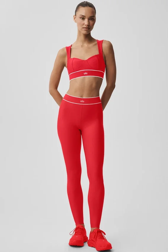 High-Waist Airlift Alignment Tights – Knallrød/hvit