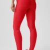 High-Waist Airlift Alignment Tights – Knallrød/hvit