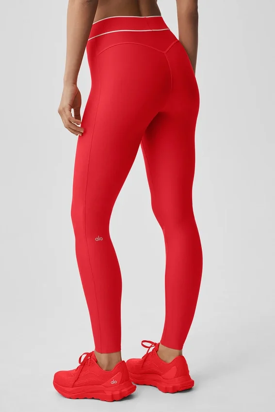 High-Waist Airlift Alignment Tights – Knallrød/hvit