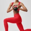 High-Waist Airlift Alignment Tights – Knallrød/hvit