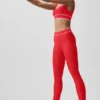 High-Waist Airlift Alignment Tights – Knallrød/hvit
