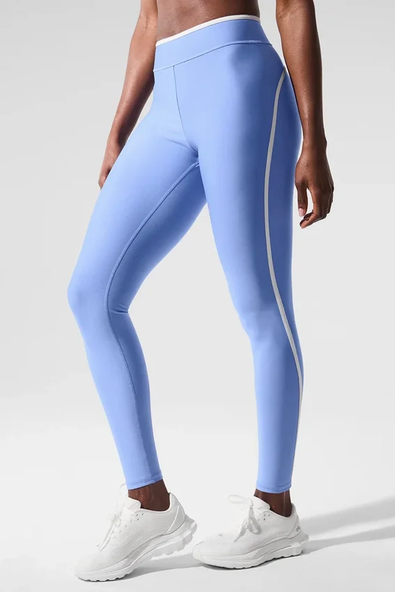 High-Waist Airlift Charger 7/8-tights – krystallklar blå/hvit