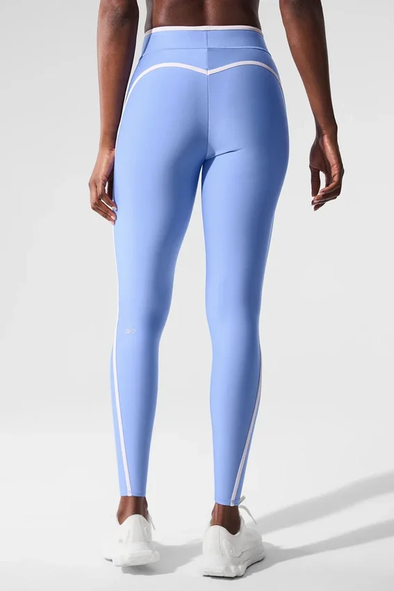 High-Waist Airlift Charger 7/8-tights – krystallklar blå/hvit