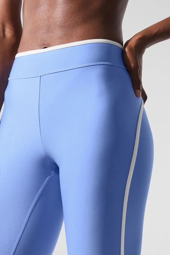 High-Waist Airlift Charger 7/8-tights – krystallklar blå/hvit